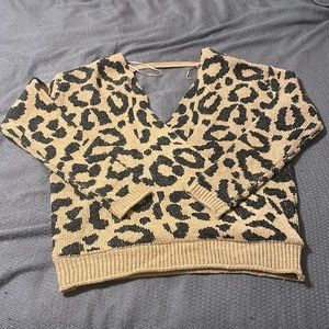 Leopard Print Wrap Sweater